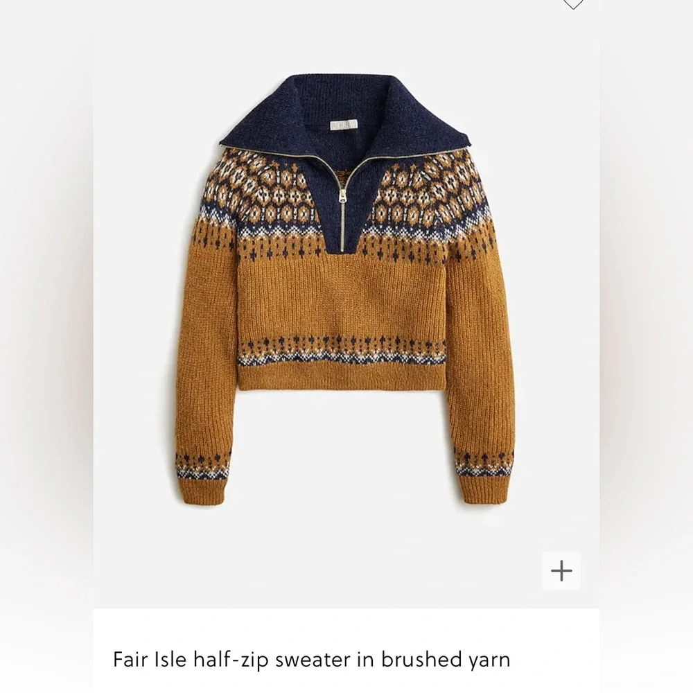 J Crew Fair isle half zip sweater in brushed yarn size large - Picture 1 of 6